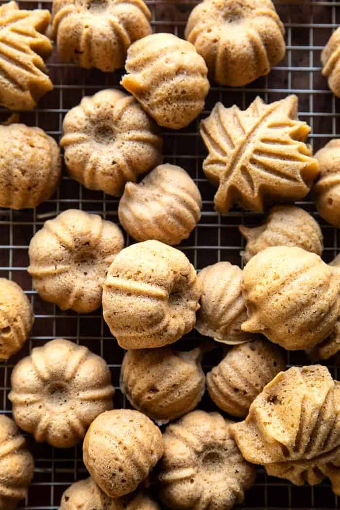 prep photo of cakes before tossing in cinnamon sugar