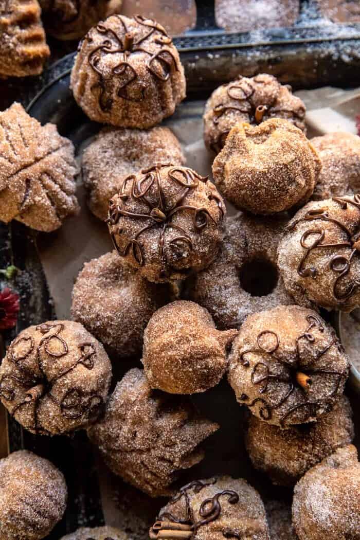 overhead close up photo of Mini Apple Cider Cakes 