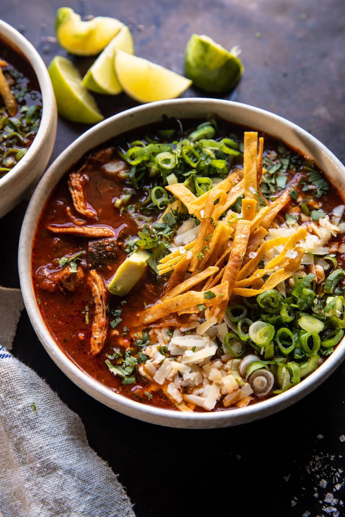 Slow Cooker Chipotle Chicken Tortilla Soup with Salty Lime Chips | halfbakedharvest.com