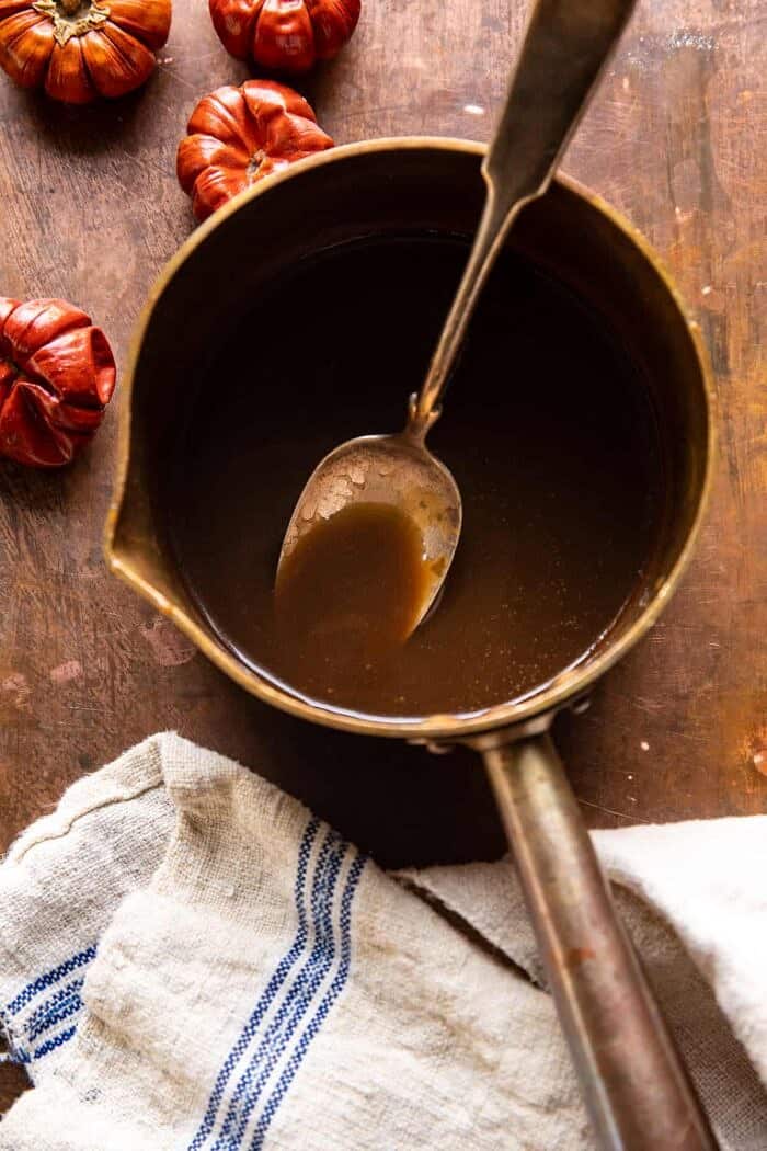 overhead photo of brown sugar mixture before making the frosting