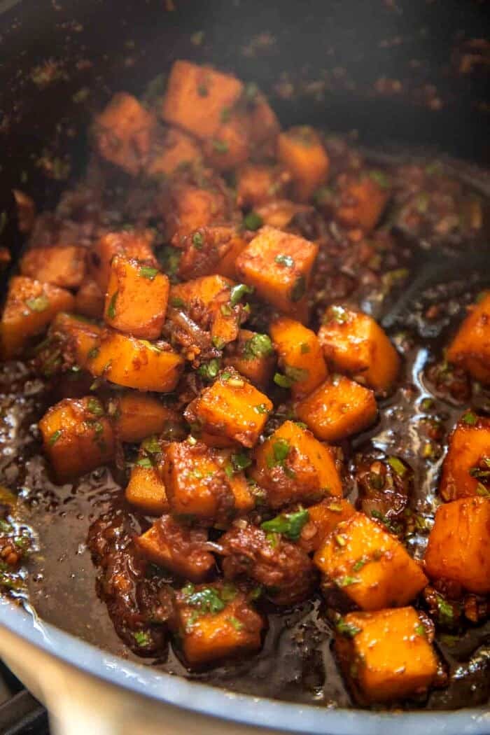 side angled prep photo of cooking in soup pot