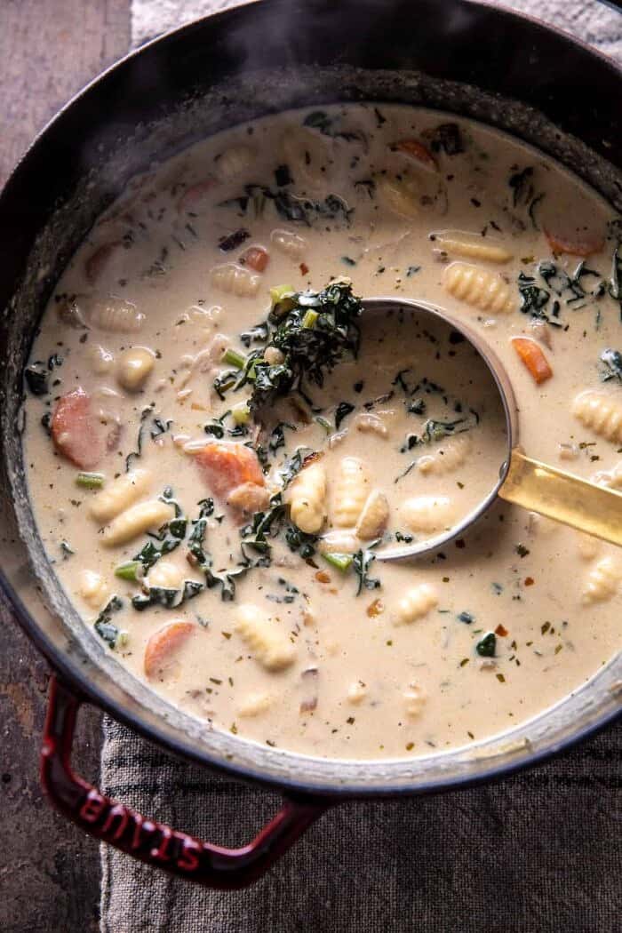 Creamy Gnocchi Soup with Rosemary Bacon | halfbakedharvest.com Creamy Gnocchi Soup with Rosemary Bacon in soup pot