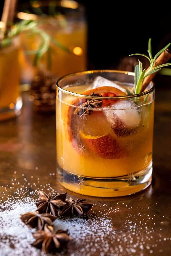 Spiced Honey Bourbon Old Fashioned | halfbakedharvest.com side angled photo of Spiced Honey Bourbon Old Fashioned