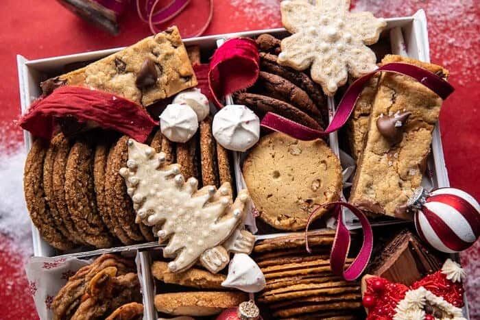 2020 Holiday Cookie Box | halfbakedharvest.com overhead horizontal photo of 2020 Holiday Cookie Box