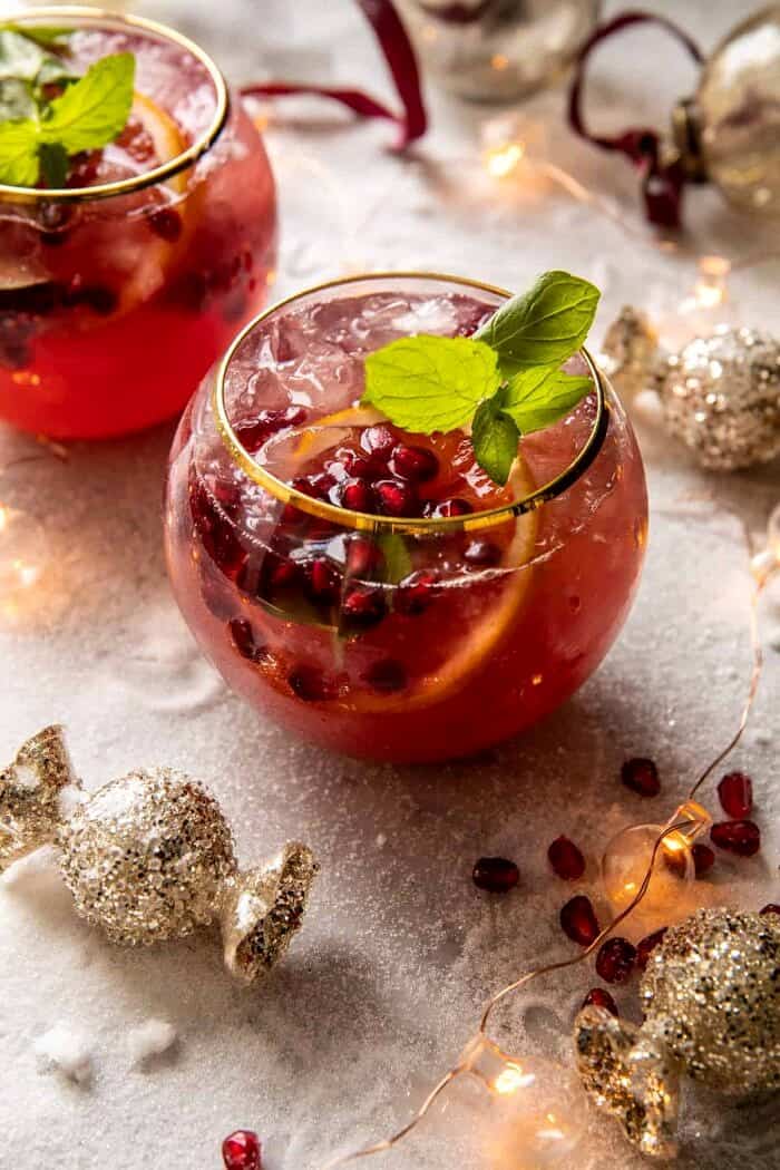 Citrus Pomegranate Champagne Twist | halfbakedharvest.com overhead photo of Citrus Pomegranate Champagne Twist