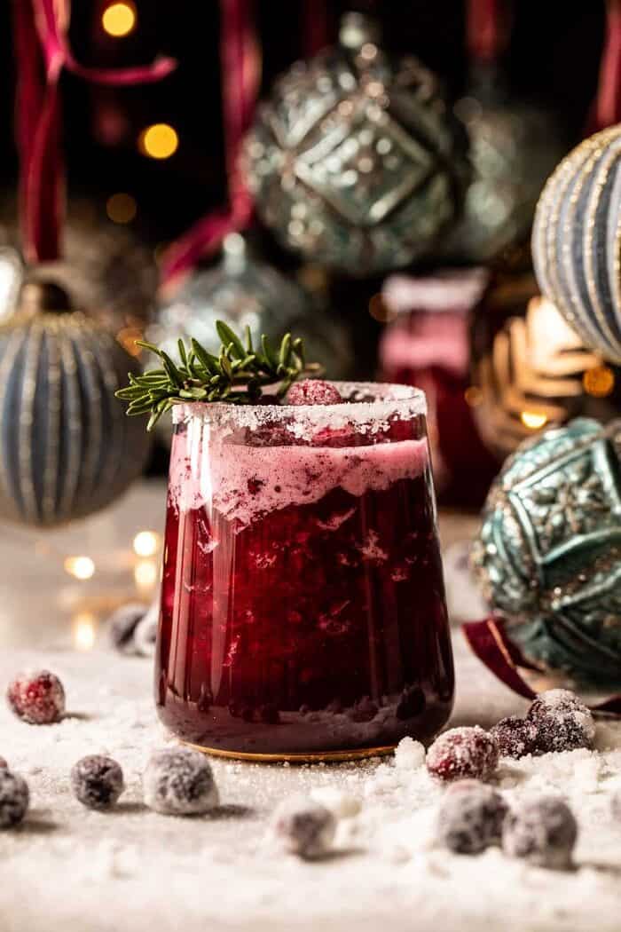 Frosted Mistletoe Margarita | halfbakedharvest.com front on photo of Frosted Mistletoe Margarita