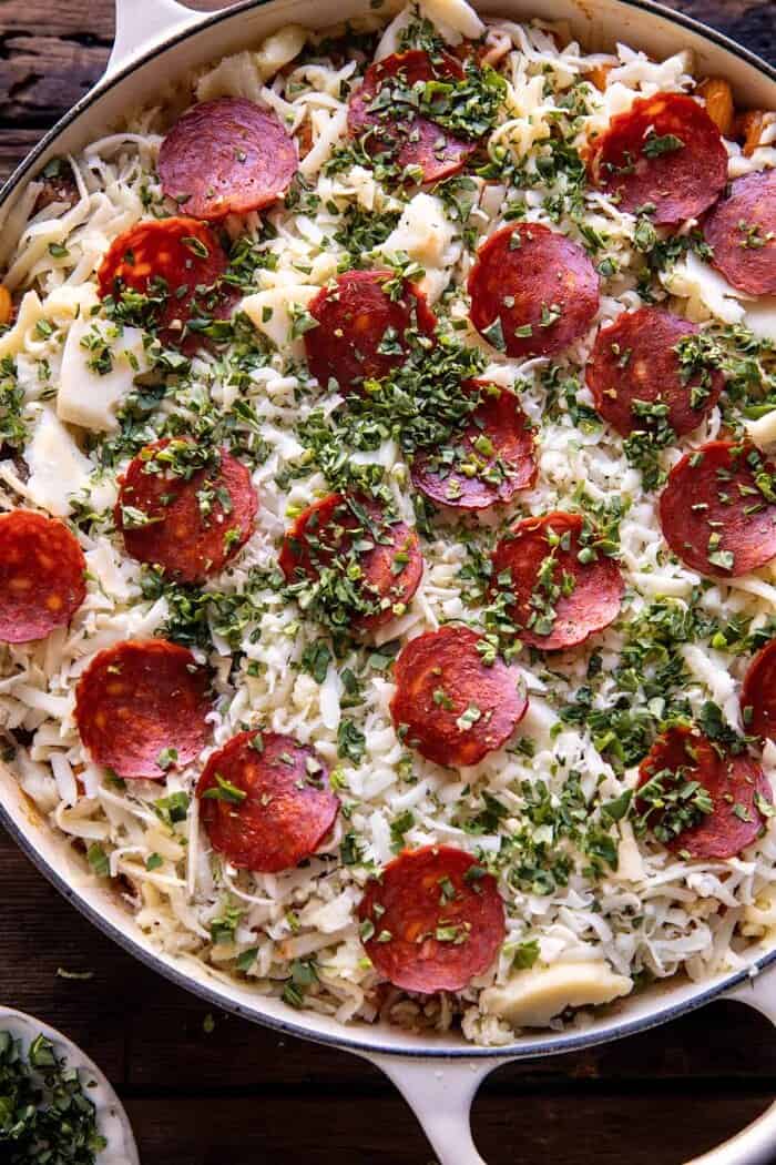 One Pot Spicy Alla Vodka Pizza Pasta | halfbakedharvest.com pasta before baking