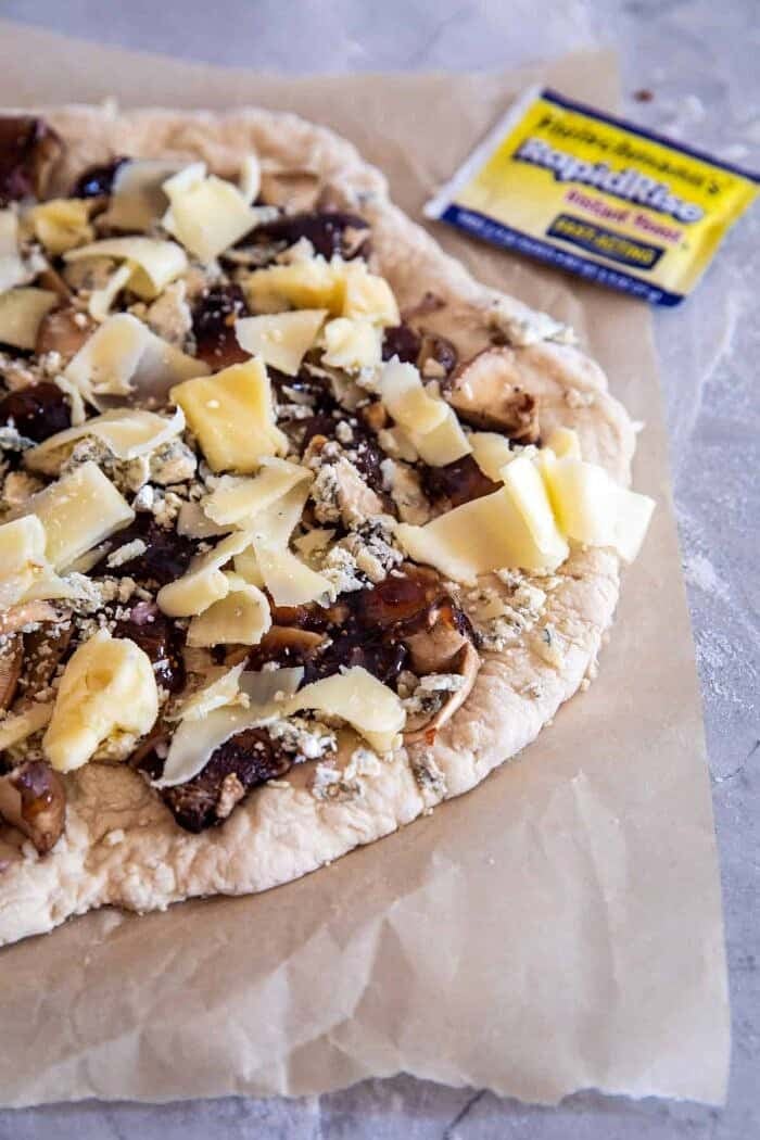 Balsamic Mushroom Fontina Pizza | halfbakedharvest.com Balsamic Mushroom Fontina Pizza before going into the oven