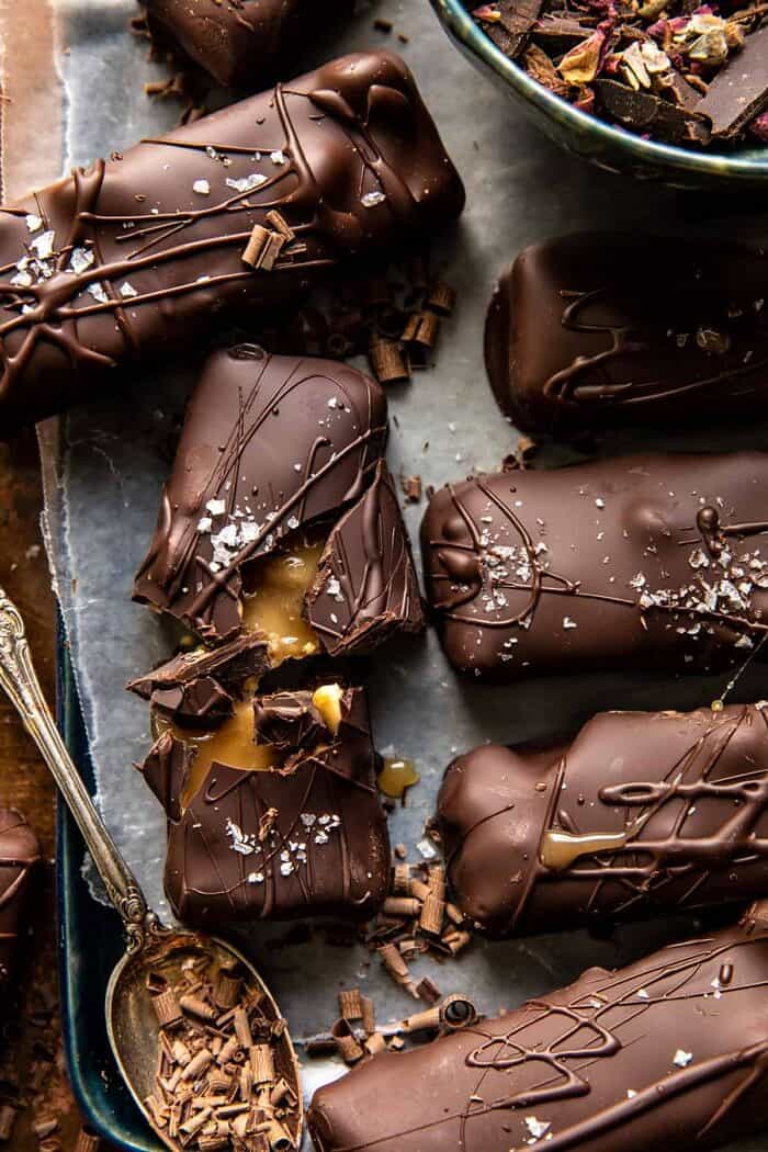 overhead photo of Easy Homemade Vegan Snickers