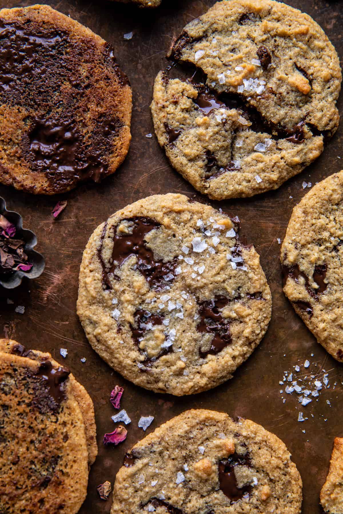 Salted Tahini Butter Chocolate Chip Cookies | halfbakedharvest.com