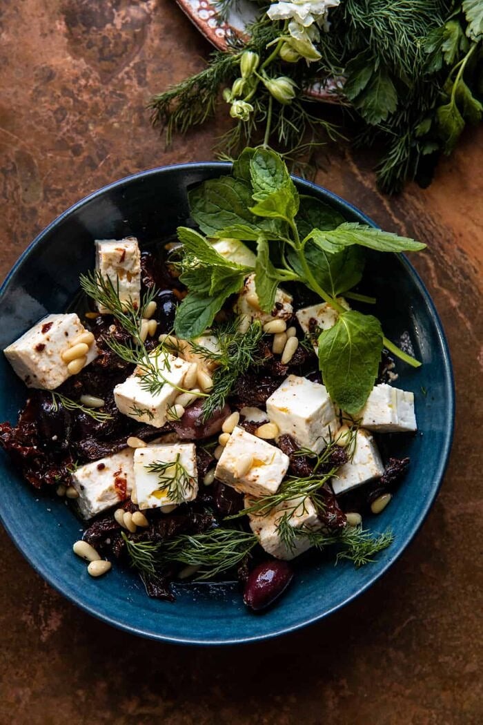 feta cheese and sun-dried tomatoes 