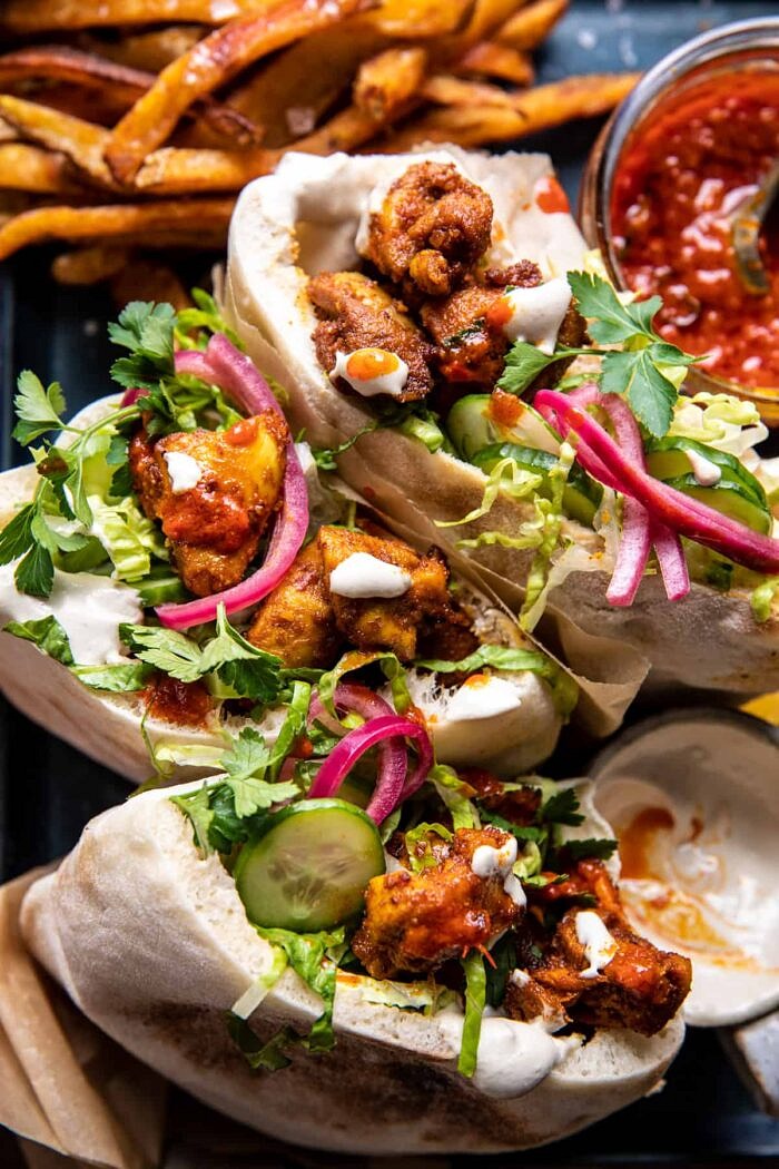 Roasted Turmeric Chicken Pita with Garlicky Lemon Tahini | halfbakedharvest.com