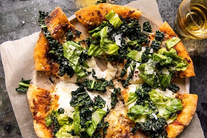 Burrata Caesar Salad Pizza | halfbakedharvest.com