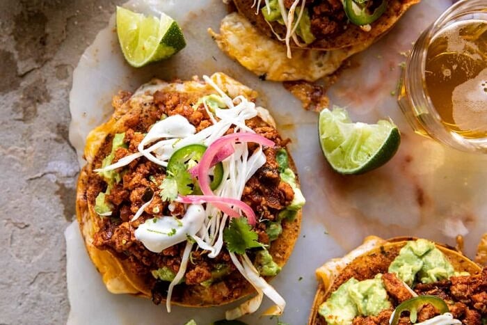 Cool Ranch Chicken Tostadadillas with Honey Lime Crema | halfbakedharvest.com Cool Ranch Chicken Tostadadillas with Honey Lime Crema