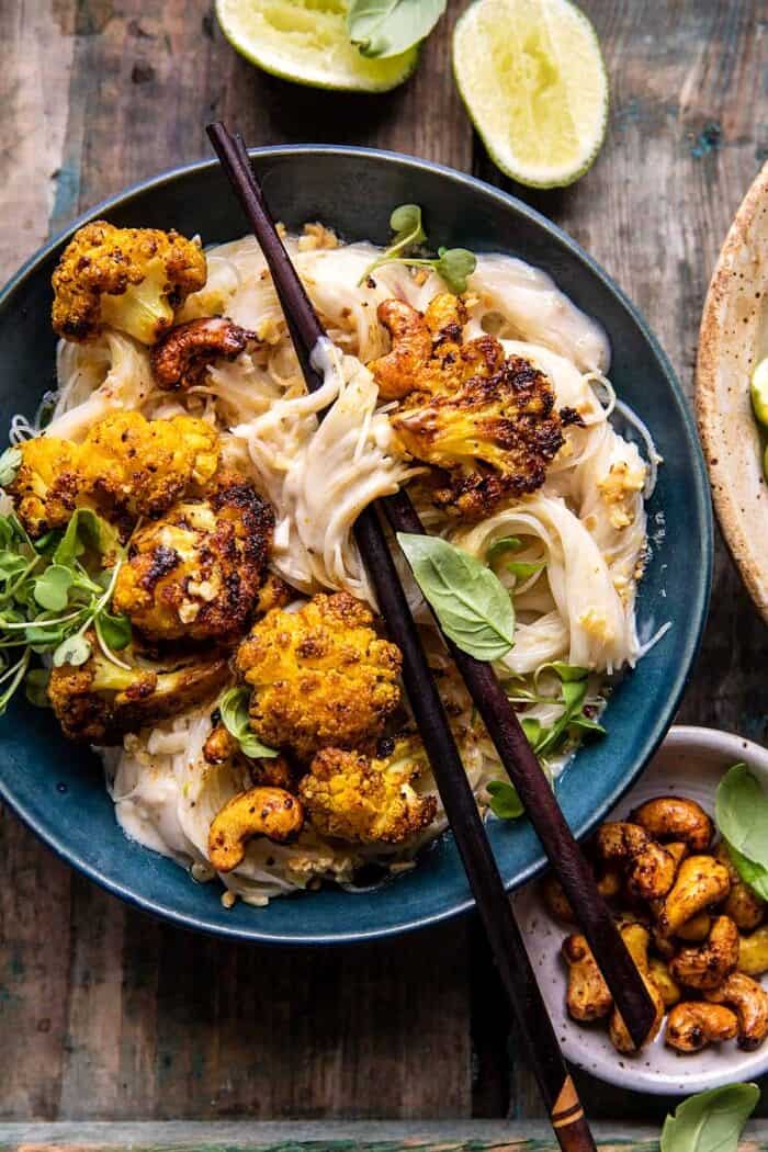 Crispy Black Pepper Turmeric Cauliflower and Garlic Noodles | halfbakedharvest.com