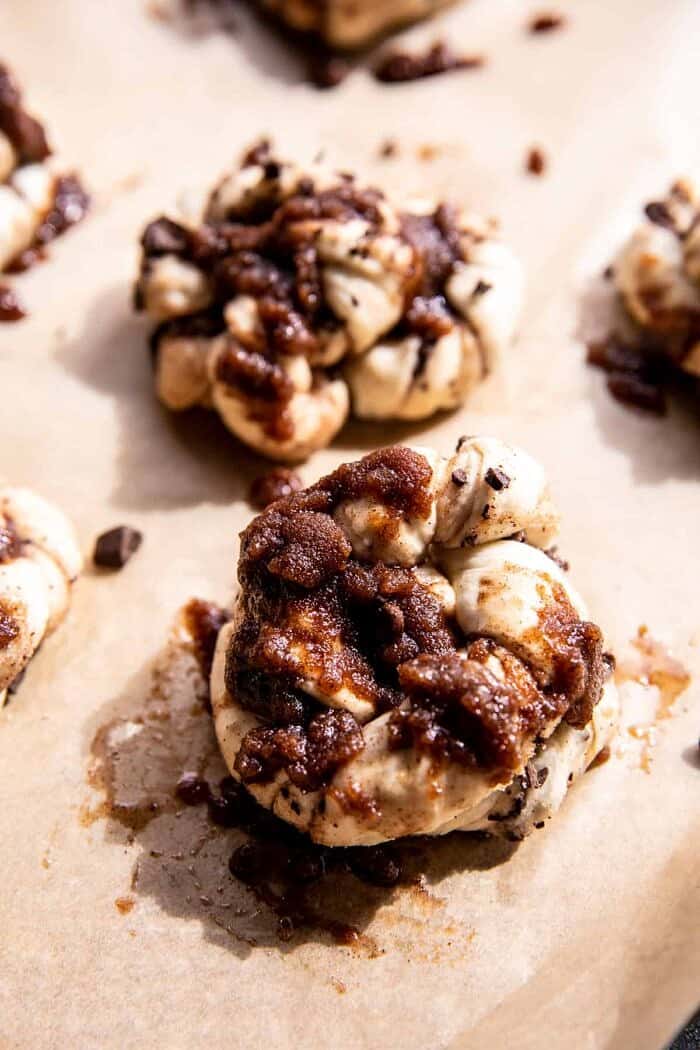 Easy Chocolate Cinnamon Crunch Knots | halfbakedharvest.com prep photo of knots before baking