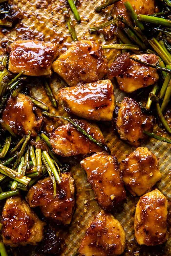 Sheet Pan 30 Minute Sticky Apricot Chicken | halfbakedharvest.com