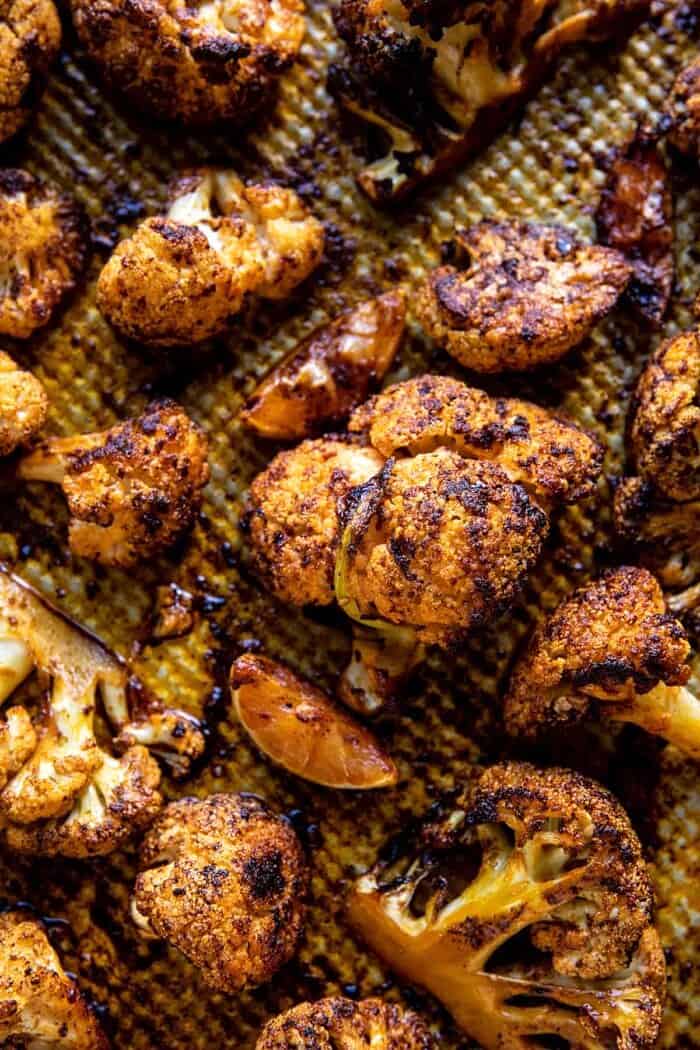 Crispy Roasted Blackened Cauliflower with Burrata and Herbs | halfbakedharvest.com