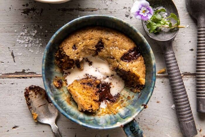 overhead horizontal photo of Deep Dish Molten Chocolate Coffee Blondies
