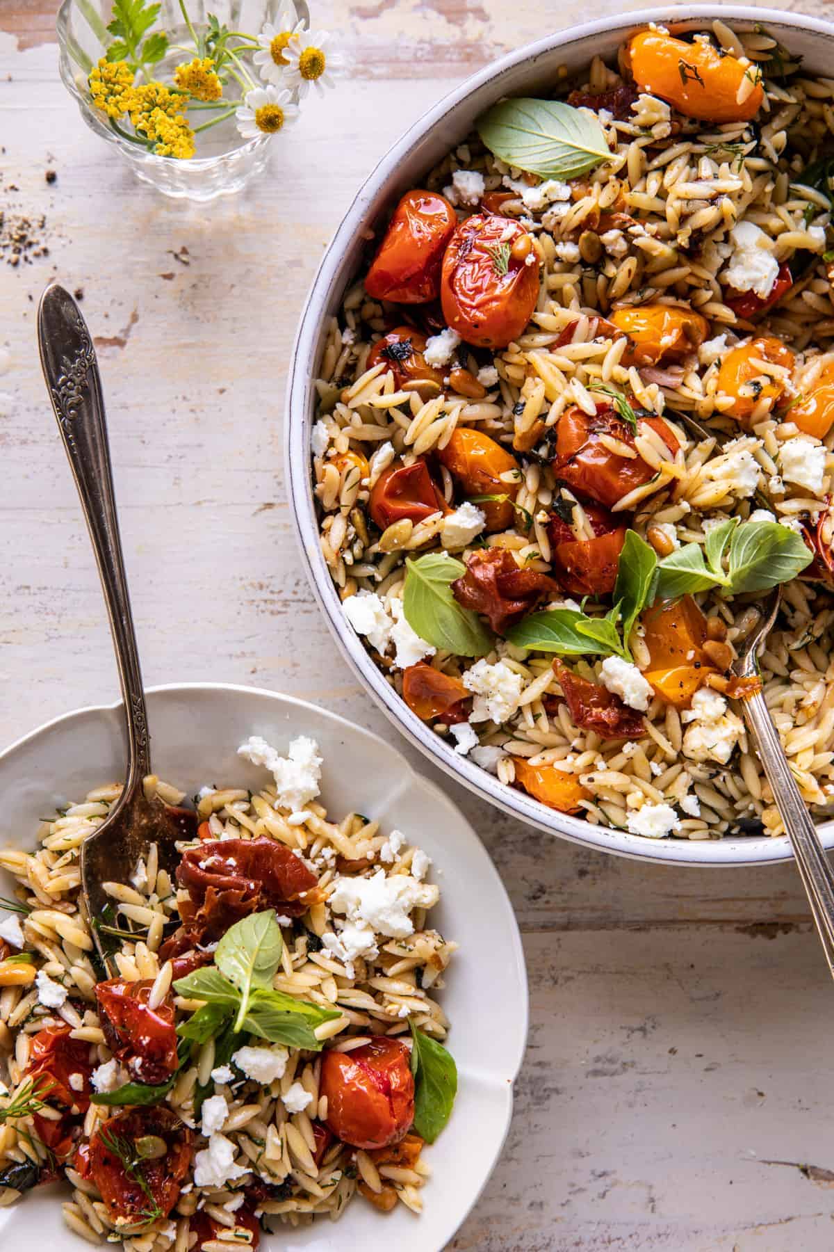 Roasted Tomato Basil and Feta Orzo | halfbakedharvest.com