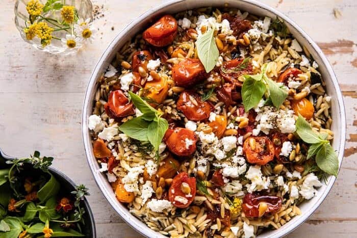 Roasted Tomato Basil and Feta Orzo | halfbakedharvest.com