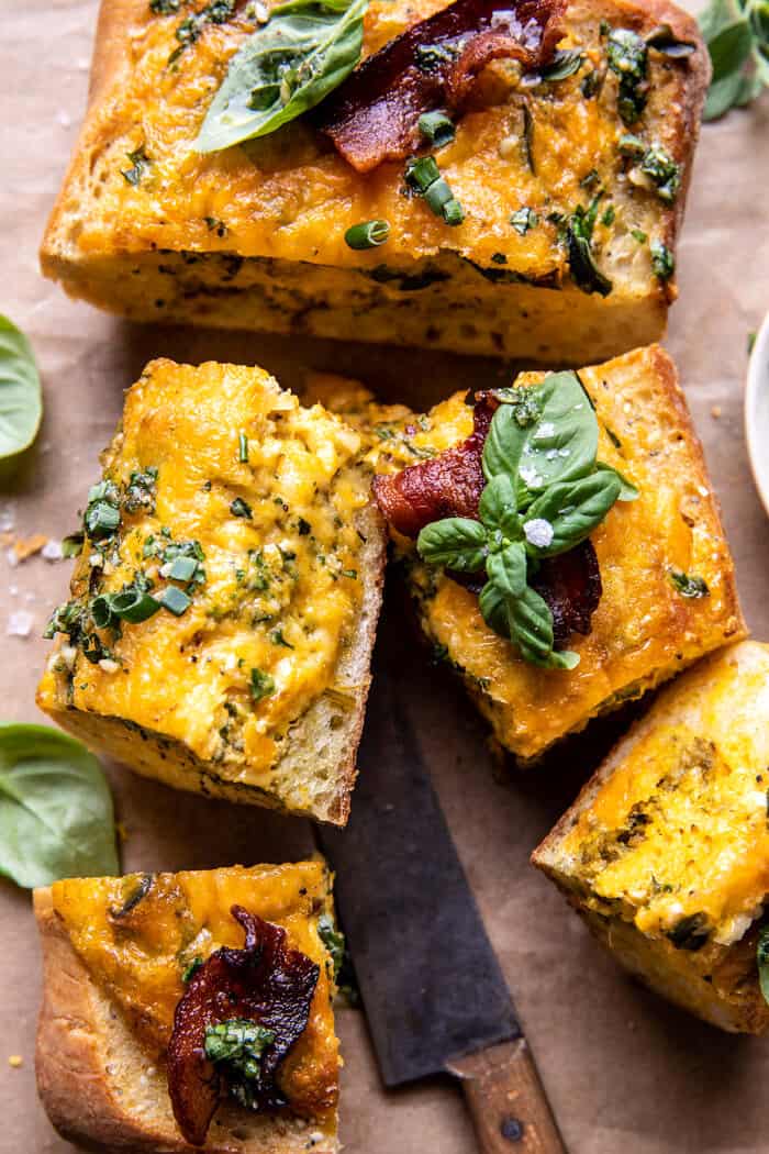 Baked Cheddar Pesto Egg Boats | halfbakedharvest.com