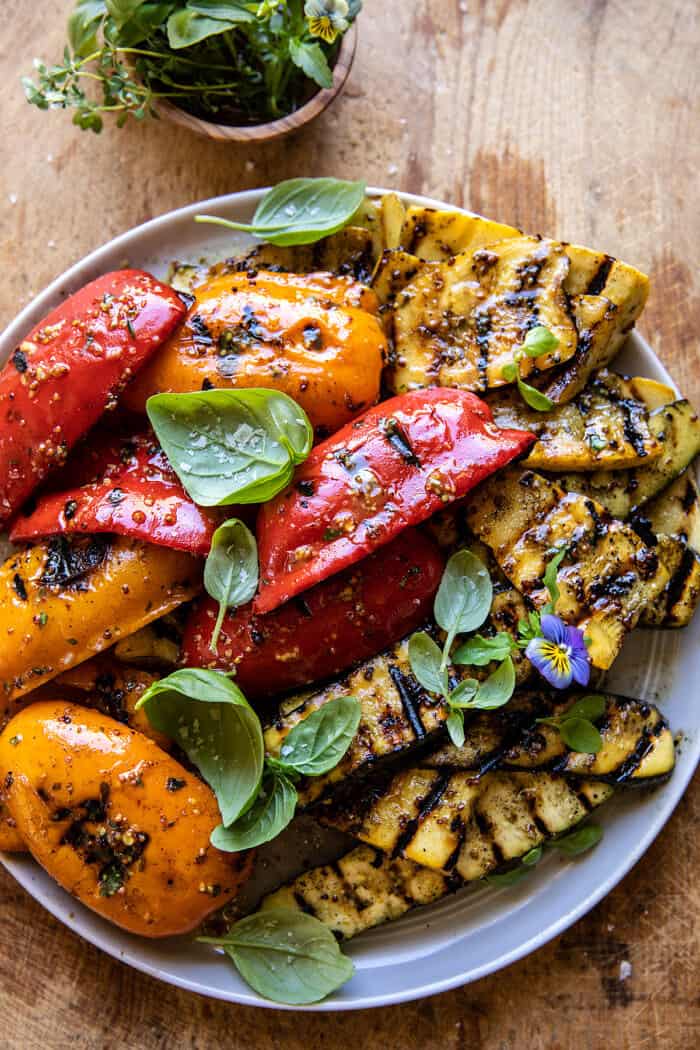 Grilled Vegetable Burrata Sandwich with Lemon Thyme Honey Mustard | halfbakedharvest.com