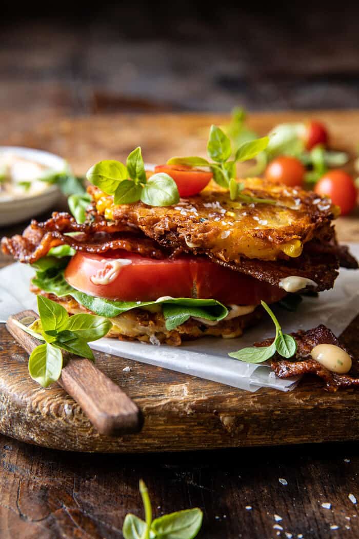 BLT Corn Fritter Stacks | halfbakedharvest.com BLT Corn Fritter Stacks | halfbakedharvest.com