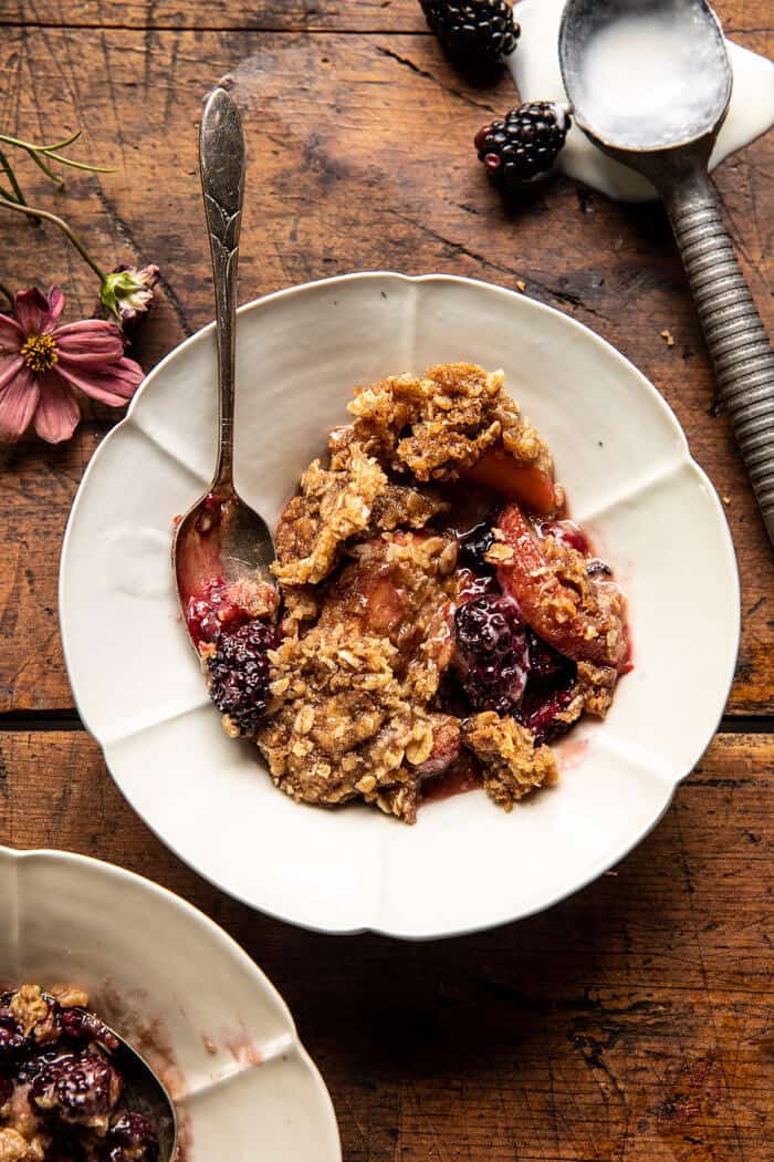 Cinnamon Maple Brown Butter Blackberry Peach Crisp | halfbakedharvest.com Cinnamon Maple Brown Butter Blackberry Peach Crisp | halfbakedharvest.com