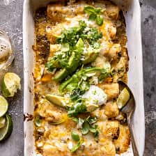 Sheet Pan Cheesy Poblano Corn Enchiladas | halfbakedharvest.com