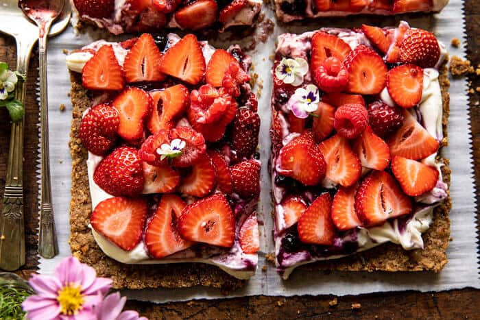 Simple Strawberry and Cream Rye Pretzel Tart | halfbakedharvest.com