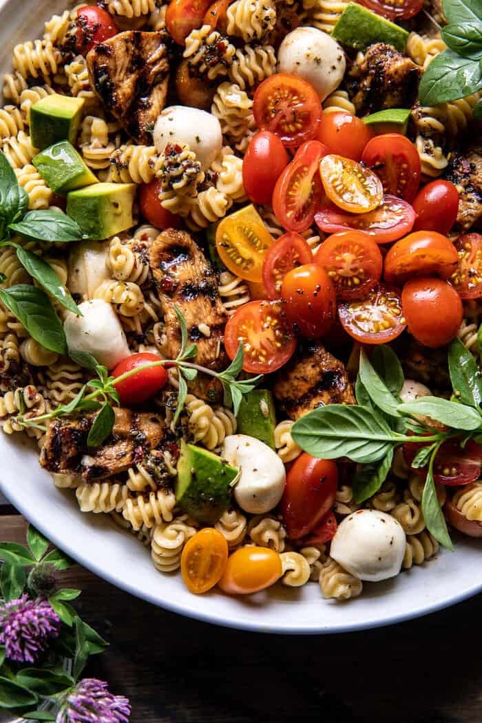 Caprese Chicken Pasta Salad | halfbakedharvest.com