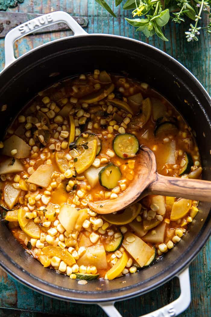 Creamy Corn, Zucchini, and Bacon Chowder | halfbakedharvest.com