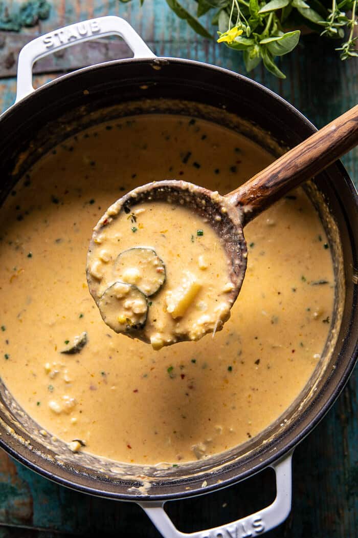 Creamy Corn, Zucchini, and Bacon Chowder | halfbakedharvest.com