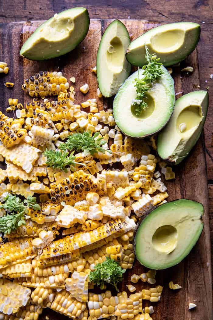 Honey Garlic Shrimp, Corn, and Avocado Bacon Salad | halfbakedharvest.com Honey Garlic Shrimp, Corn, and Avocado Bacon Salad | halfbakedharvest.com