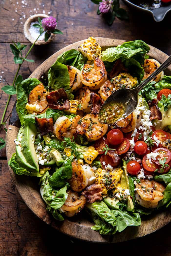 Honey Garlic Shrimp, Corn, and Avocado Bacon Salad | halfbakedharvest.com Honey Garlic Shrimp, Corn, and Avocado Bacon Salad | halfbakedharvest.com