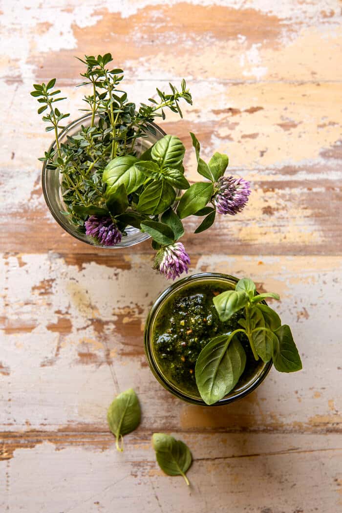 One Pot Melty Burrata Lemon Pesto Pasta | halfbakedharvest.com