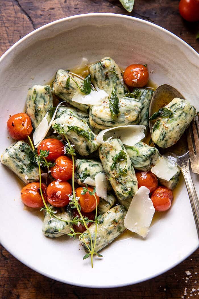 Spinach Ricotta Gnocchi with Sage Butter and Cherry Tomatoes | halfbakedharvest.com