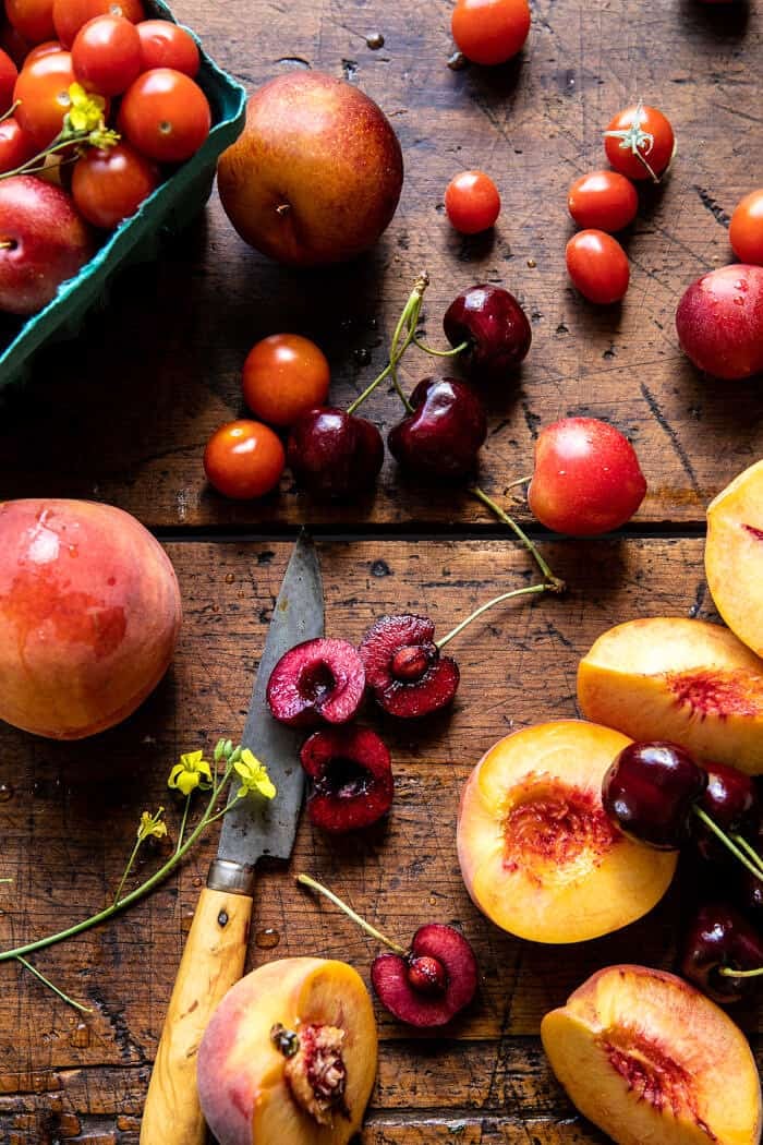 Tomato, Peach and Burrata Salad | halfbakedharvest.com