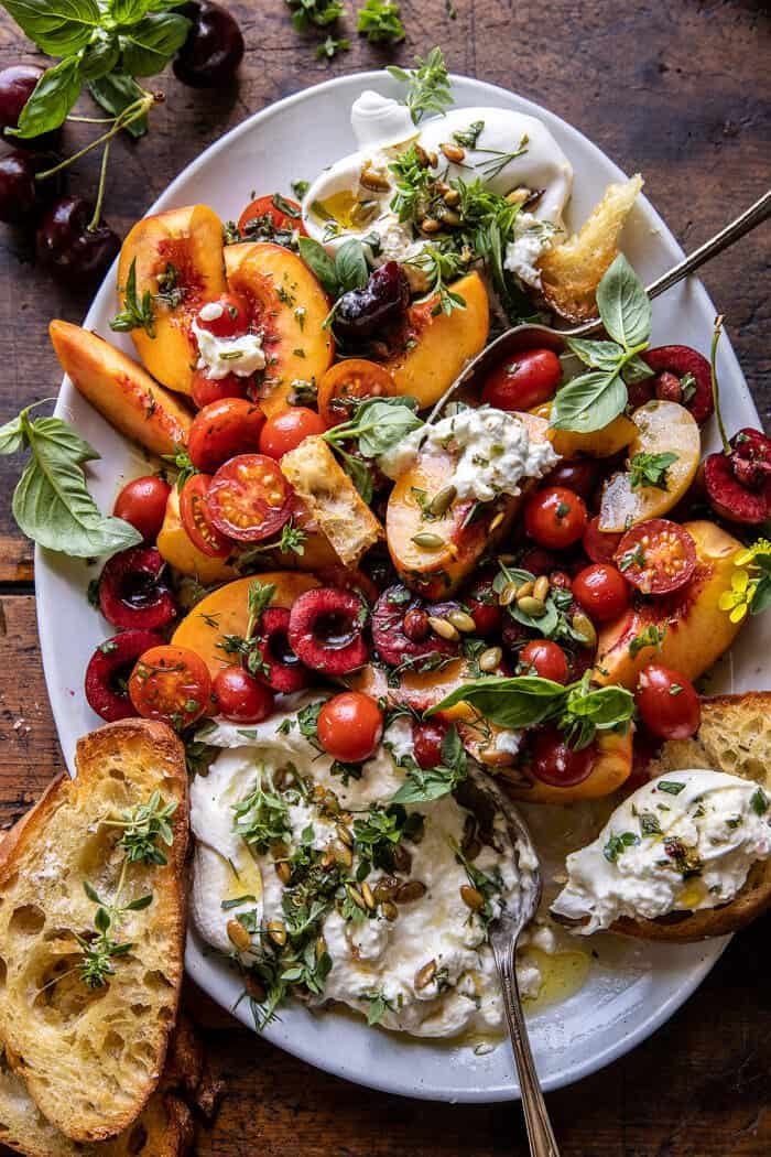 Tomato, Peach and Burrata Salad | halfbakedharvest.com