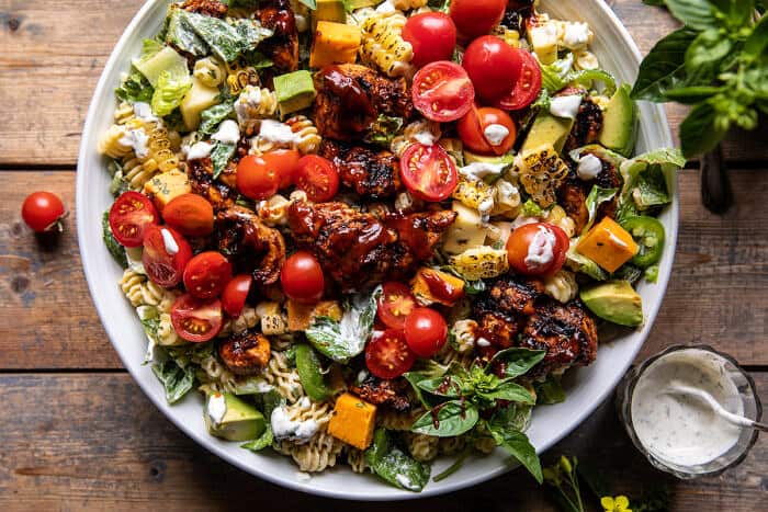 BBQ Chicken Ranch Pasta Salad | halfbakedharvest.com