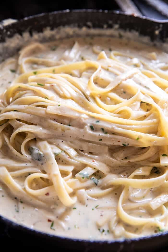 Brown Butter Cherry Tomato Fettuccine Alfredo | halfbakedharvest.com