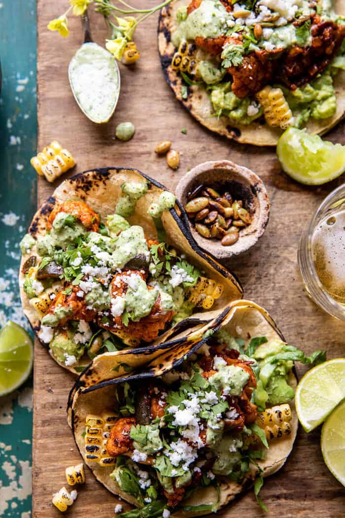 Chipotle Cauliflower Tacos with Creamy Jalapeño Verde | halfbakedharvest.com