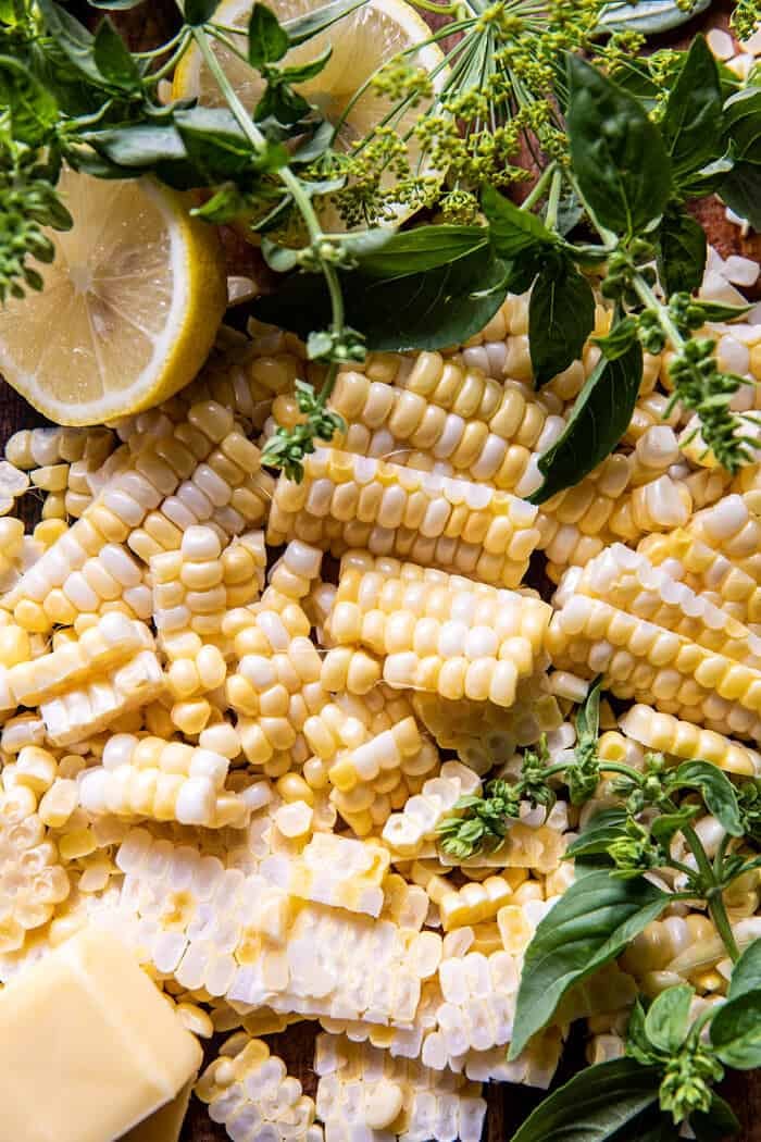 Spicy Garlic Lemon Butter Shrimp with Parmesan Corn Polenta | halfbakedharvest.com