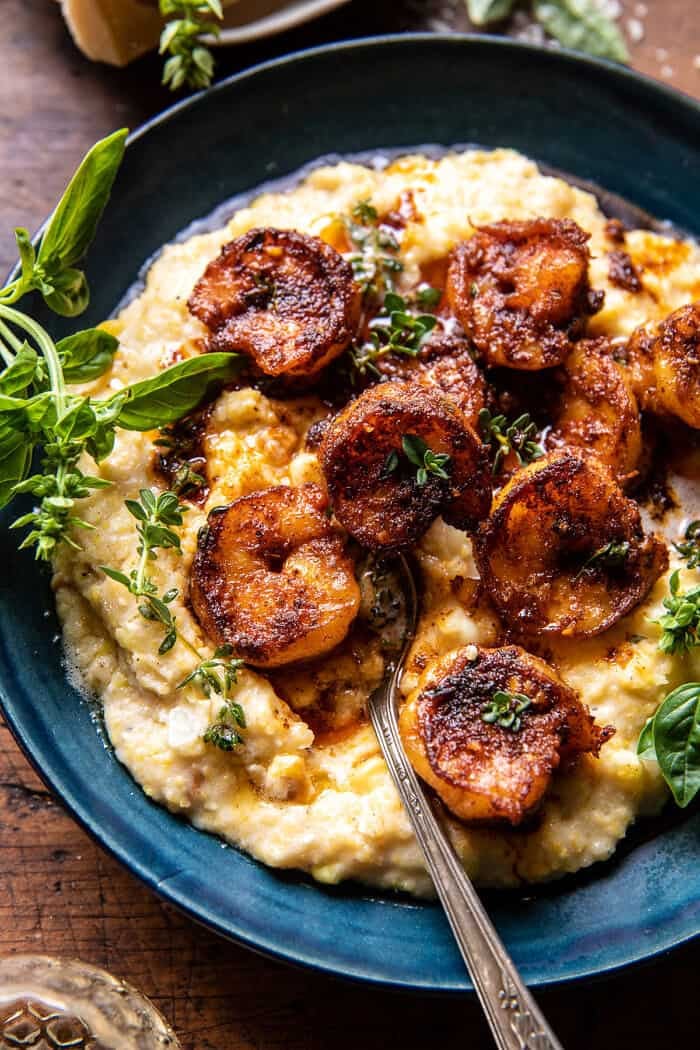 Spicy Garlic Lemon Butter Shrimp with Parmesan Corn Polenta | halfbakedharvest.com Spicy Garlic Lemon Butter Shrimp with Parmesan Corn Polenta | halfbakedharvest.com