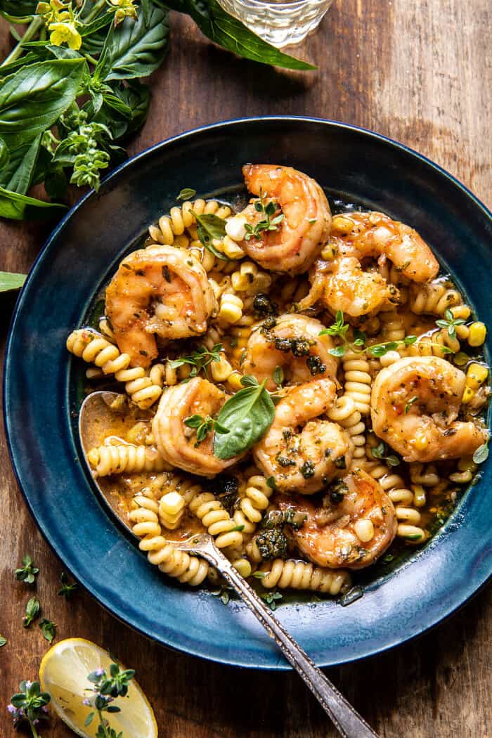Spicy Lemon Butter Shrimp Scampi with Herbed Corn | halfbakedharvest.com Spicy Lemon Butter Shrimp Scampi with Herbed Corn | halfbakedharvest.com