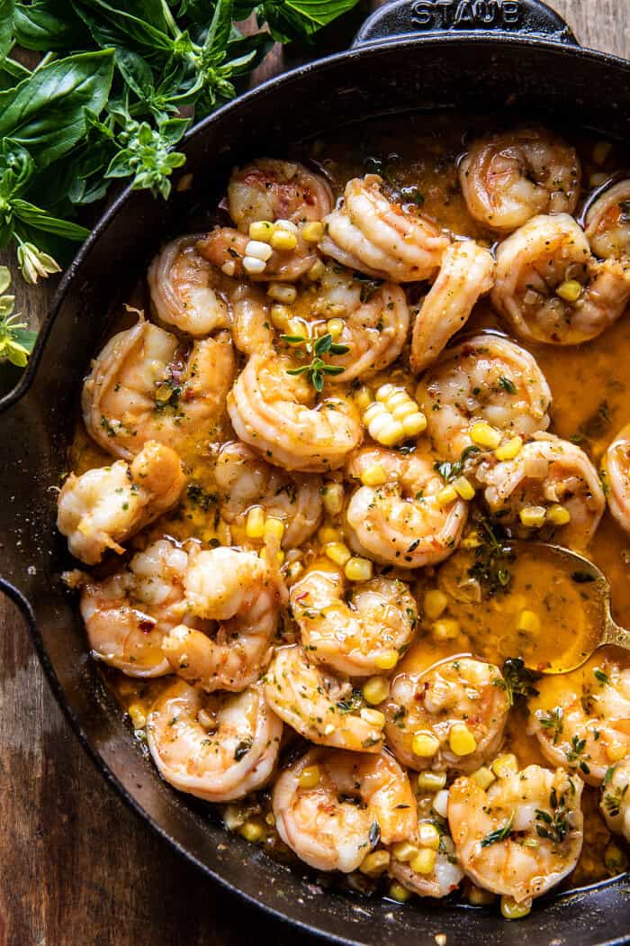 Spicy Lemon Butter Shrimp Scampi with Herbed Corn | halfbakedharvest.com Spicy Lemon Butter Shrimp Scampi with Herbed Corn | halfbakedharvest.com