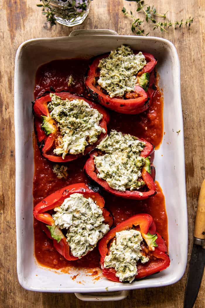 Spicy Pesto Cheese Stuffed Roasted Red Peppers | halfbakedharvest.com Spicy Pesto Cheese Stuffed Roasted Red Peppers | halfbakedharvest.com