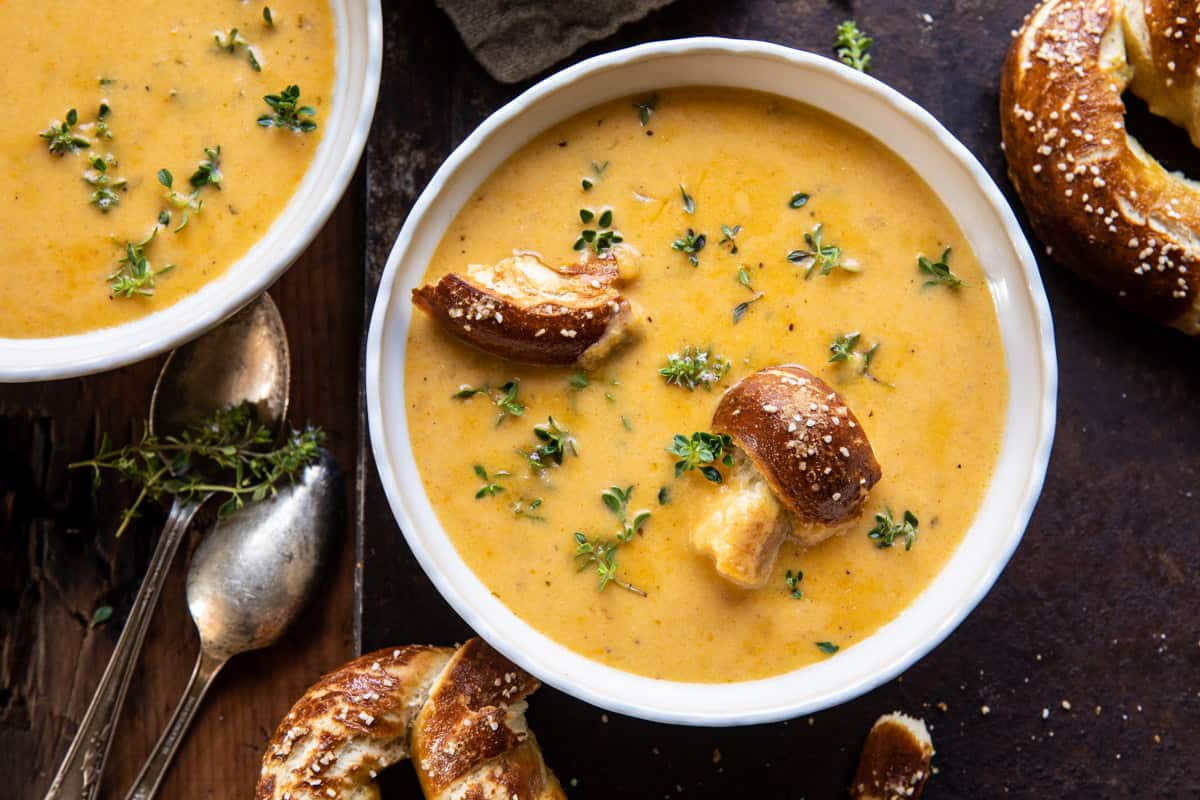 Brie and Cheddar Apple Beer Soup | halfbakedharvest.com