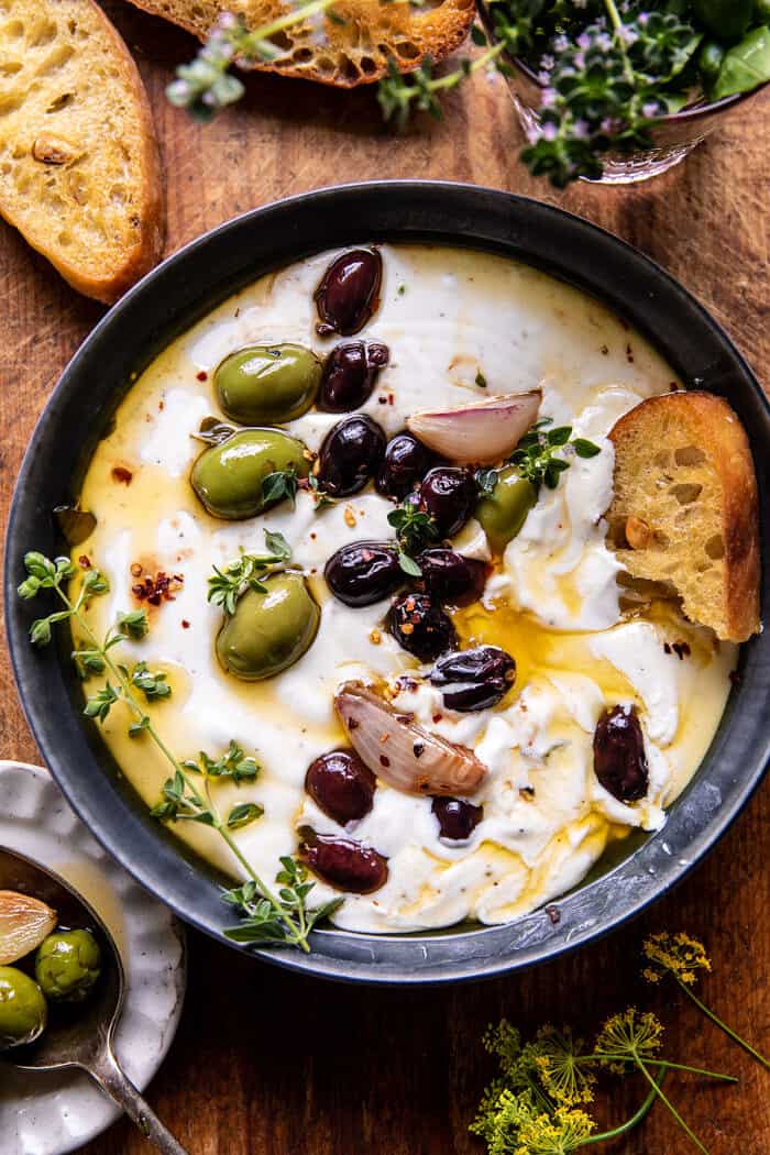 Honey Whipped Feta with Garlic Herb Roasted Olives | halfbakedharvest.com Honey Whipped Feta with Garlic Herb Roasted Olives | halfbakedharvest.com